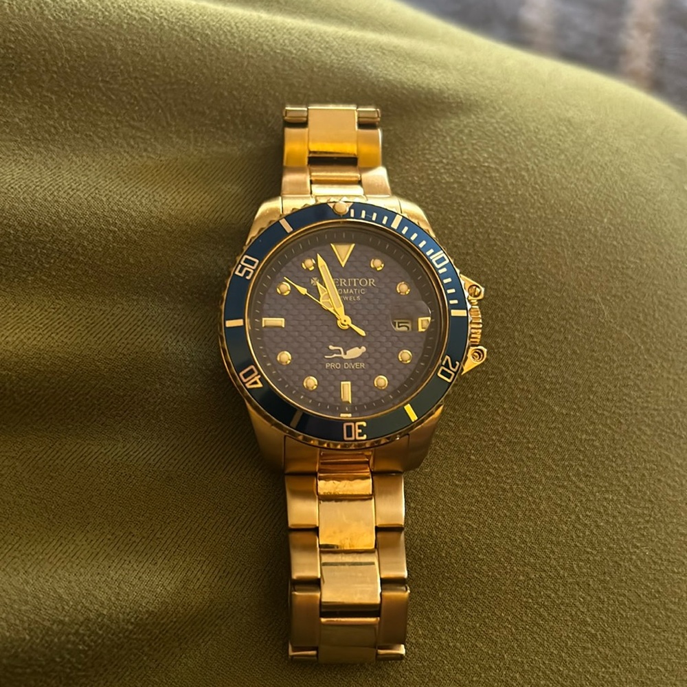 Heritor Automatic Watch Pro Diver Edition Blue And Gold HERHR7804